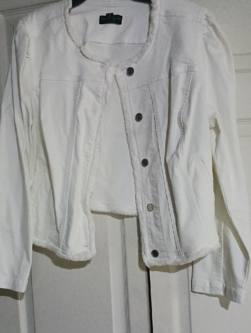 Susan Graver White Button-Front Jean Jacket